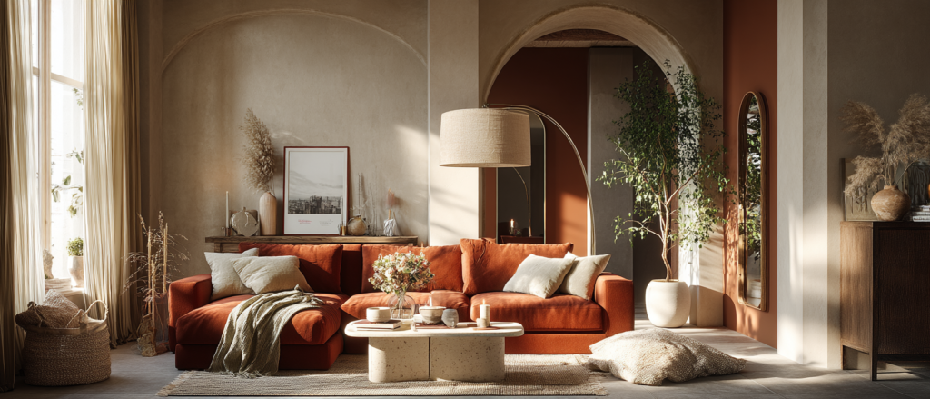 terracotta living room aesthetic inspiration
