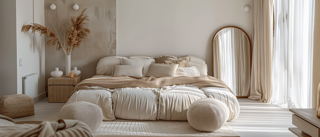 minimalist white boho bedroom makeover inspiration
